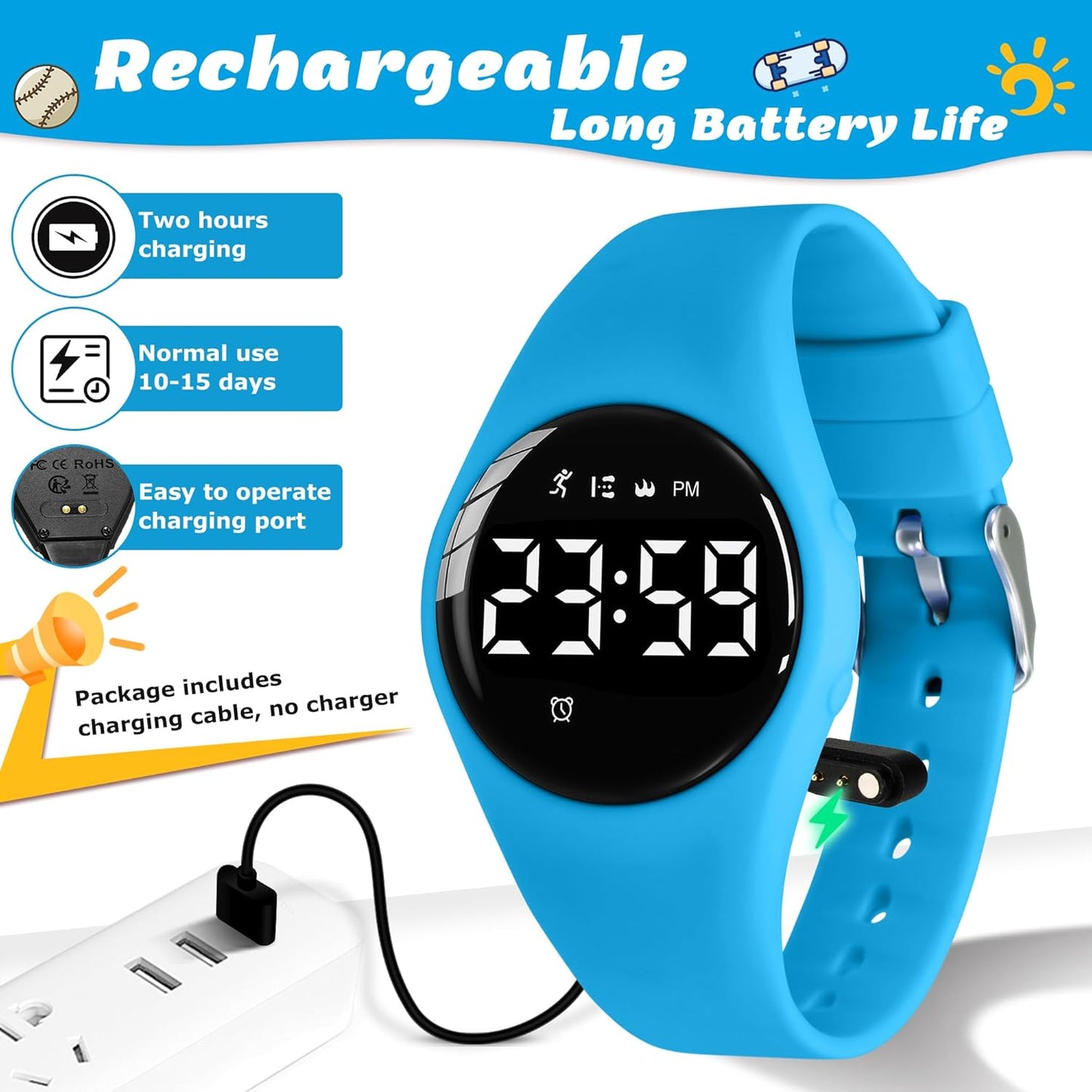 Kids Watches for Girls Boys Digital Sport Watch with Step Counter Pedometer Vibration Alarm Clock, No App Waterproof Fitness Tracker Kids Watch Boys Girls Teens Students Ages 5-16