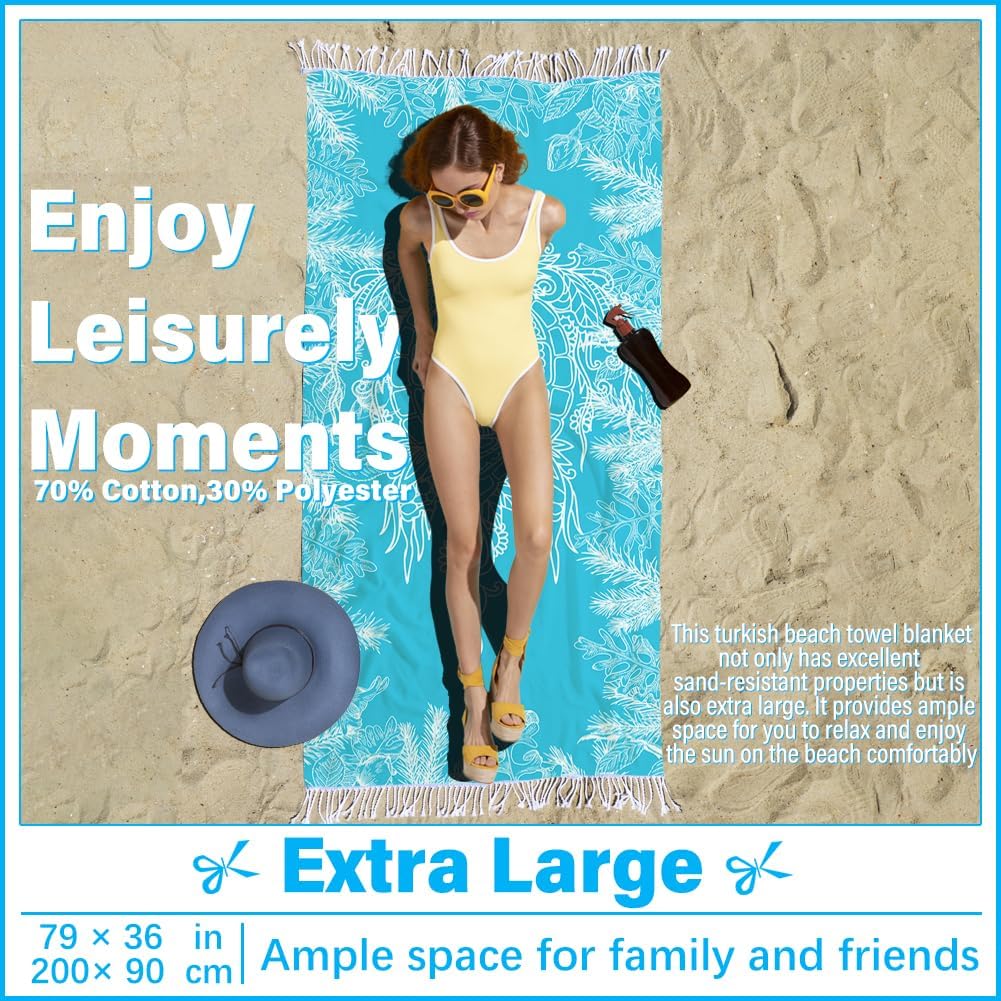 Oversized Turkish Beach Towel Blanket XXL Cotton Sandproof Towels Boho Woven Extra Large Big Sand Free Giant Throw Thick Blankets Huge Quilt XL Picnic Camping Necessities Cloud For Adult Gifts