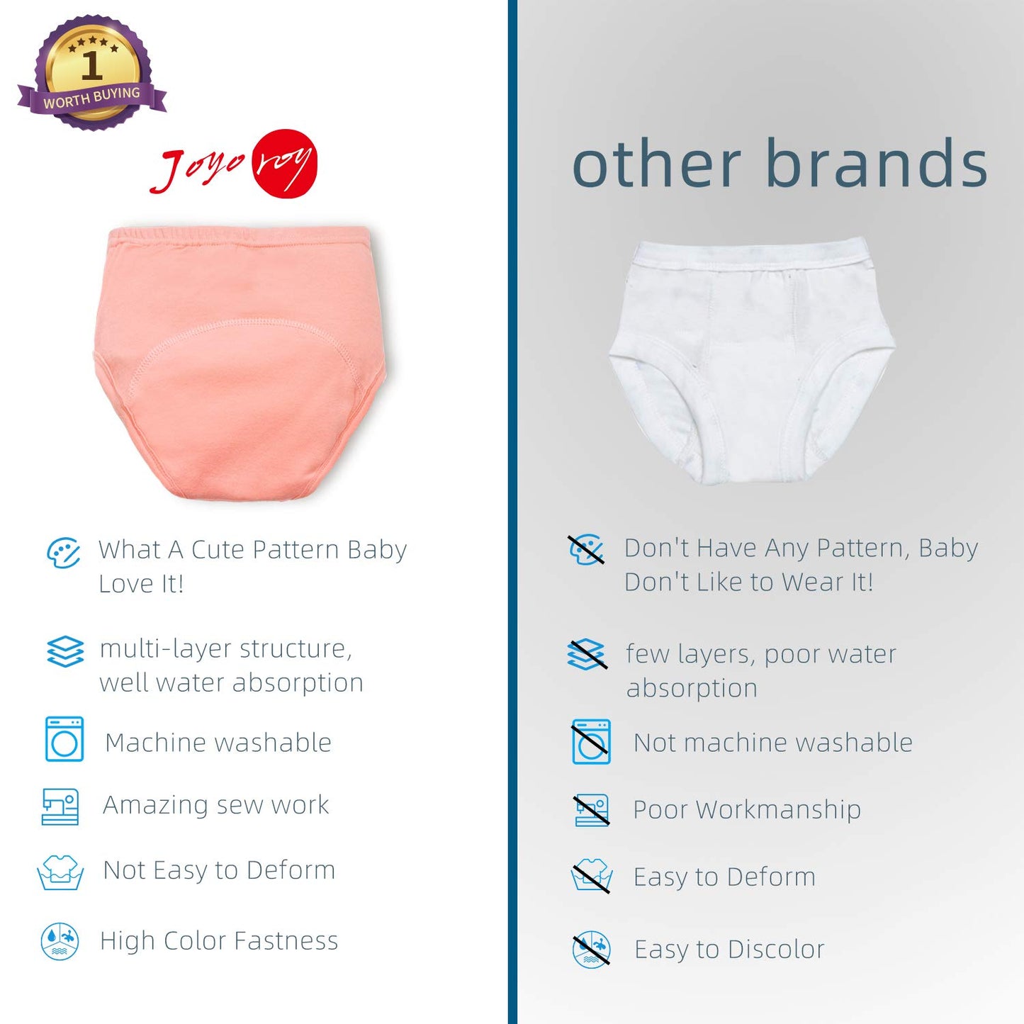 Joyo roy 6Pcs Toddler Underwear Training Panties Training Pants 2T Toddler Underwear Girls 2T Toddler Girl Training Underwear Girls Potty Training Underwear Training Pants 2T-3T