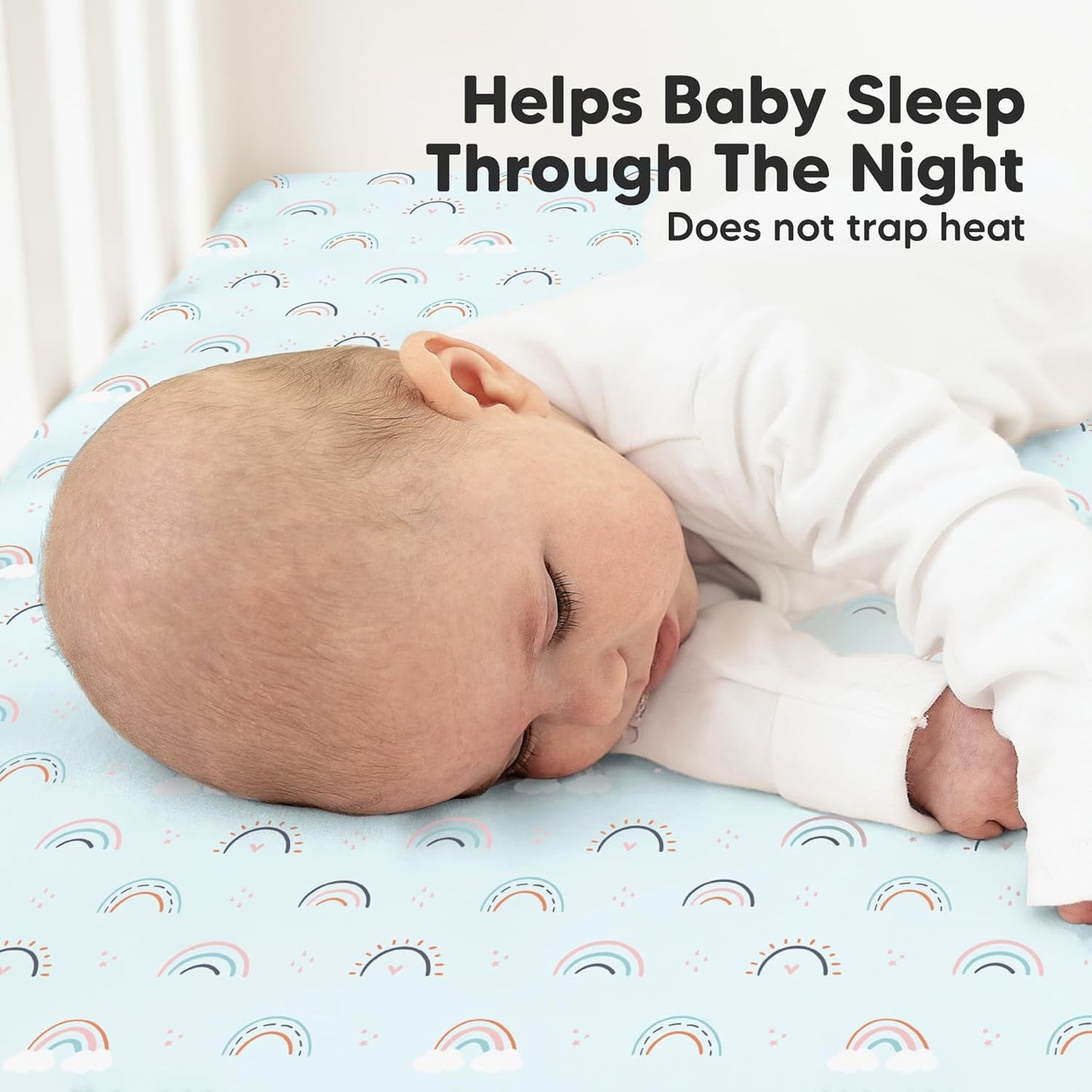 KeaBabies 2-Pack Organic Crib Sheets for Boys, Girls - 52x28 Fitted Crib Mattress Sheet Neutral, Breathable Jersey Cotton Cover for Baby Bed, Toddler Mattress, Soft & Cute Prints (Jolly Rainbow)
