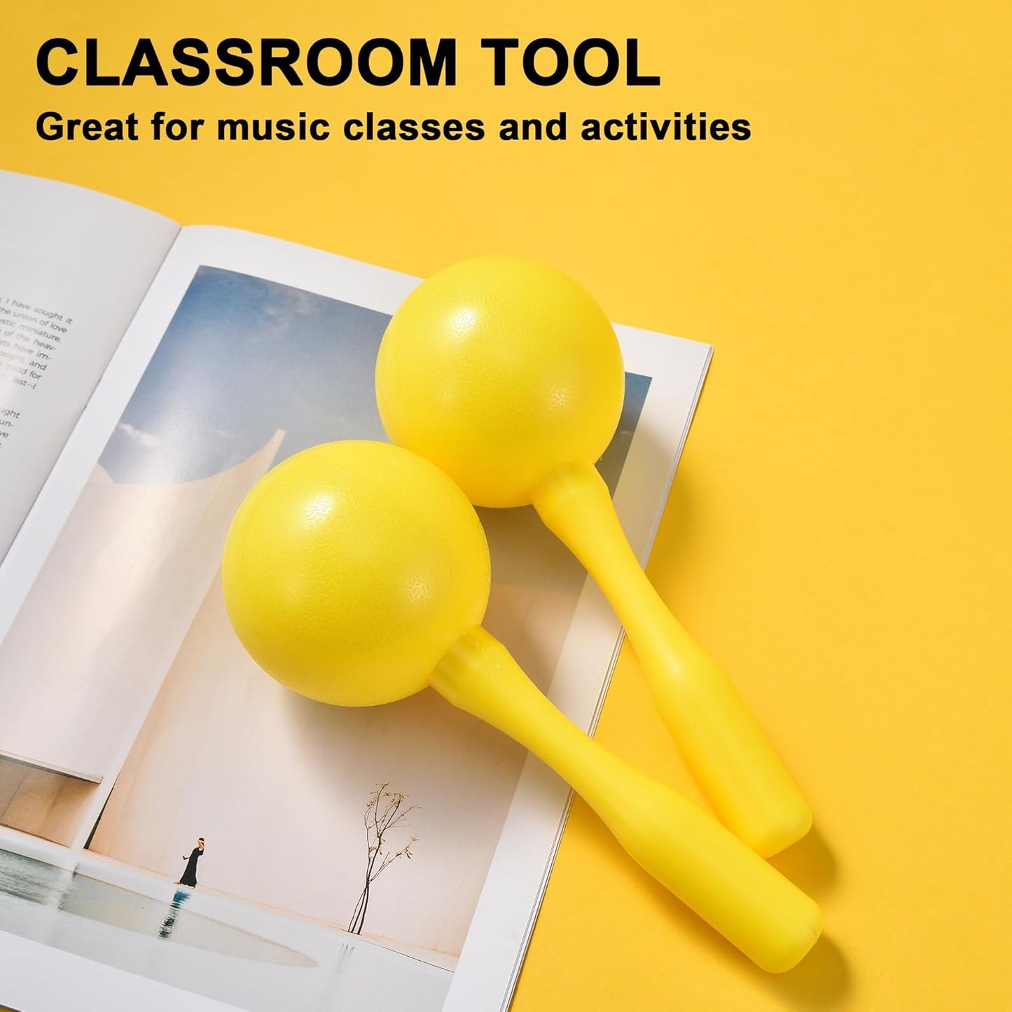 Maracas for Kids Adults, 8 Inch, Set of 2, Yellow