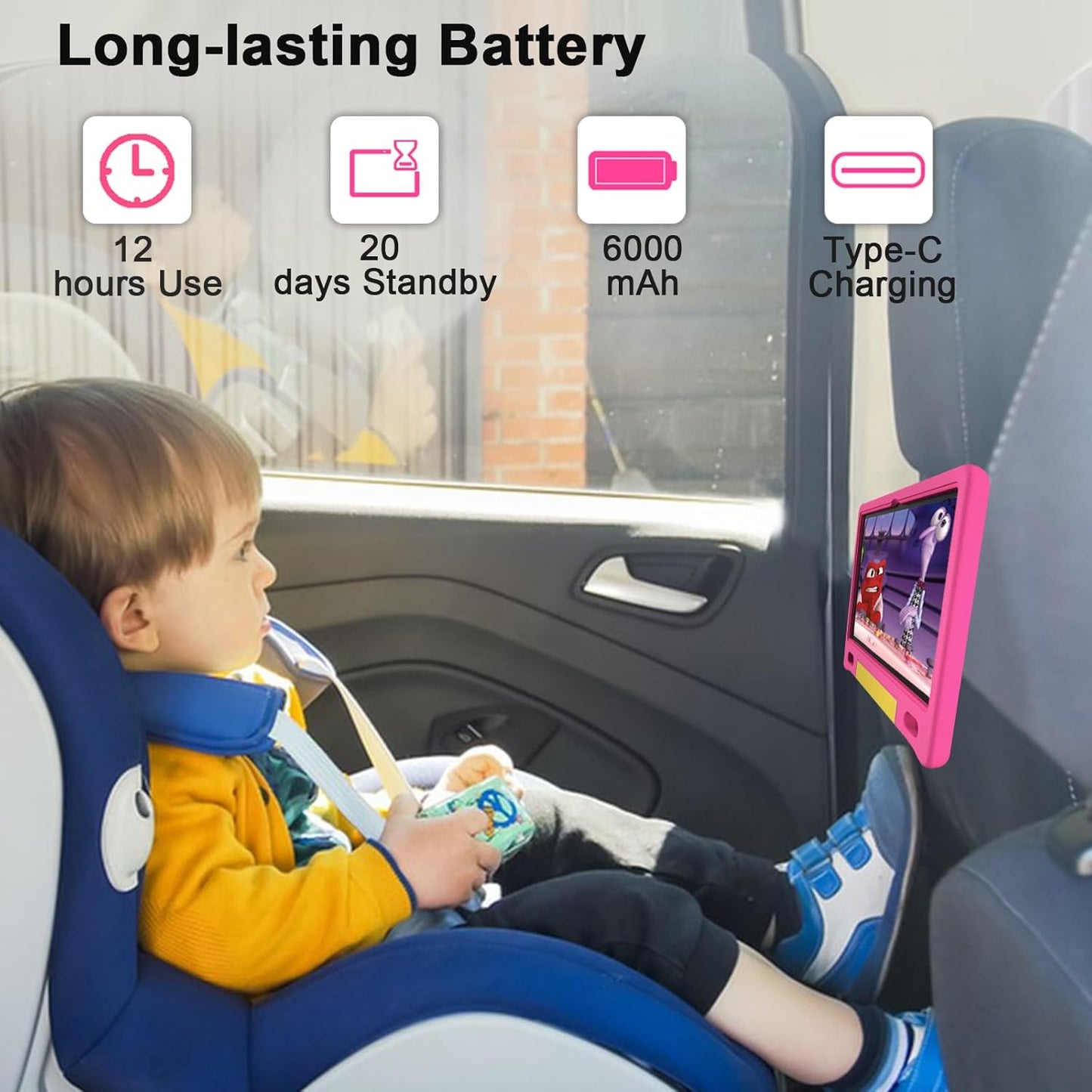 Kids Tablet, 10.1 Inch Tablet for Kids, Android 14, 64GB, Octa-Core CPU, WiFi, Big Battery, Kids Conten, Parental Control, HD Display Children Age 3-12, Bluetooth, Pink Shockproof Case