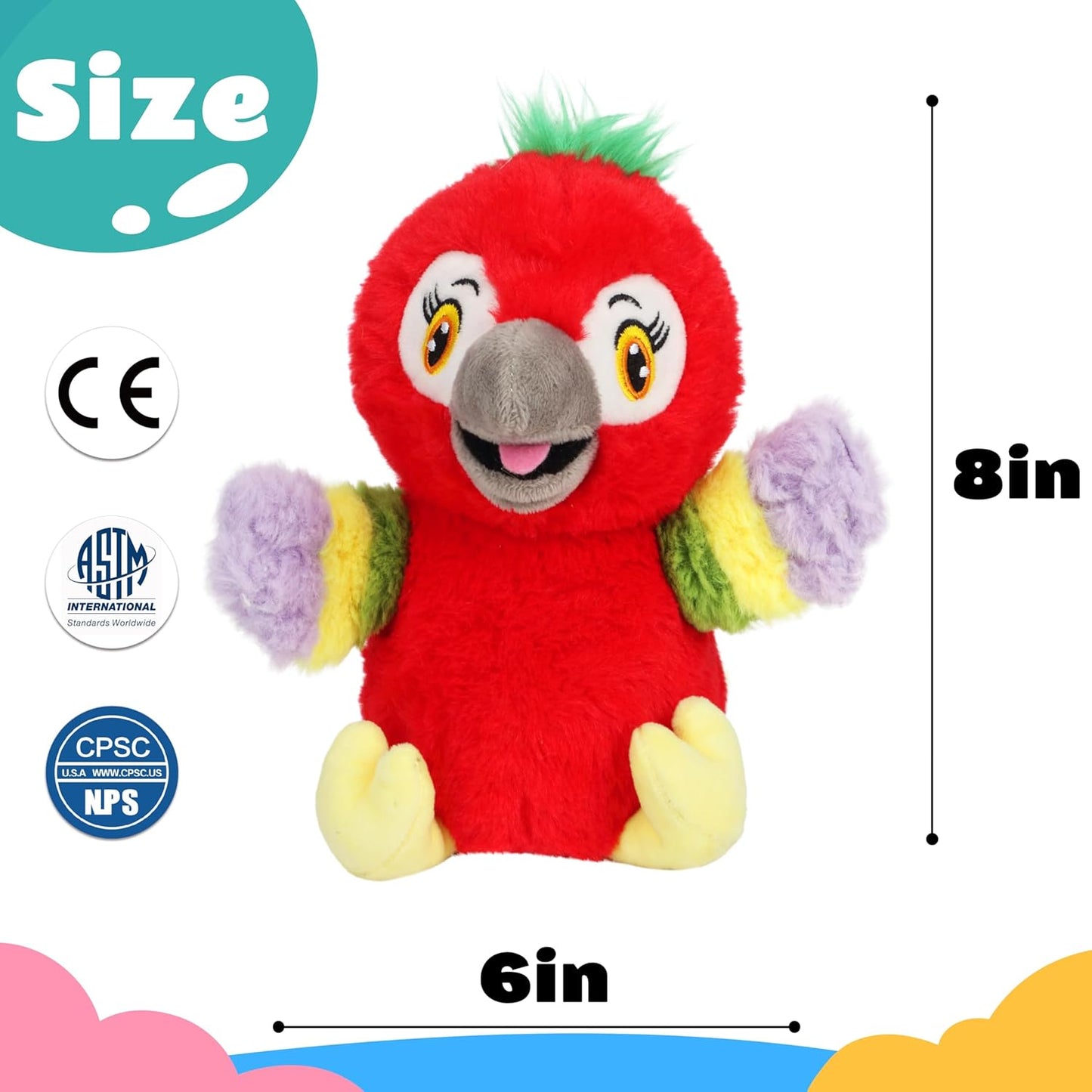 Cuteoy Talking Parrot Repeat What You Say Musical Stuffed Animal Shaking Singing Plush Toy Electric Interactive Animated Plushies for Kids Girls Boys Birthday