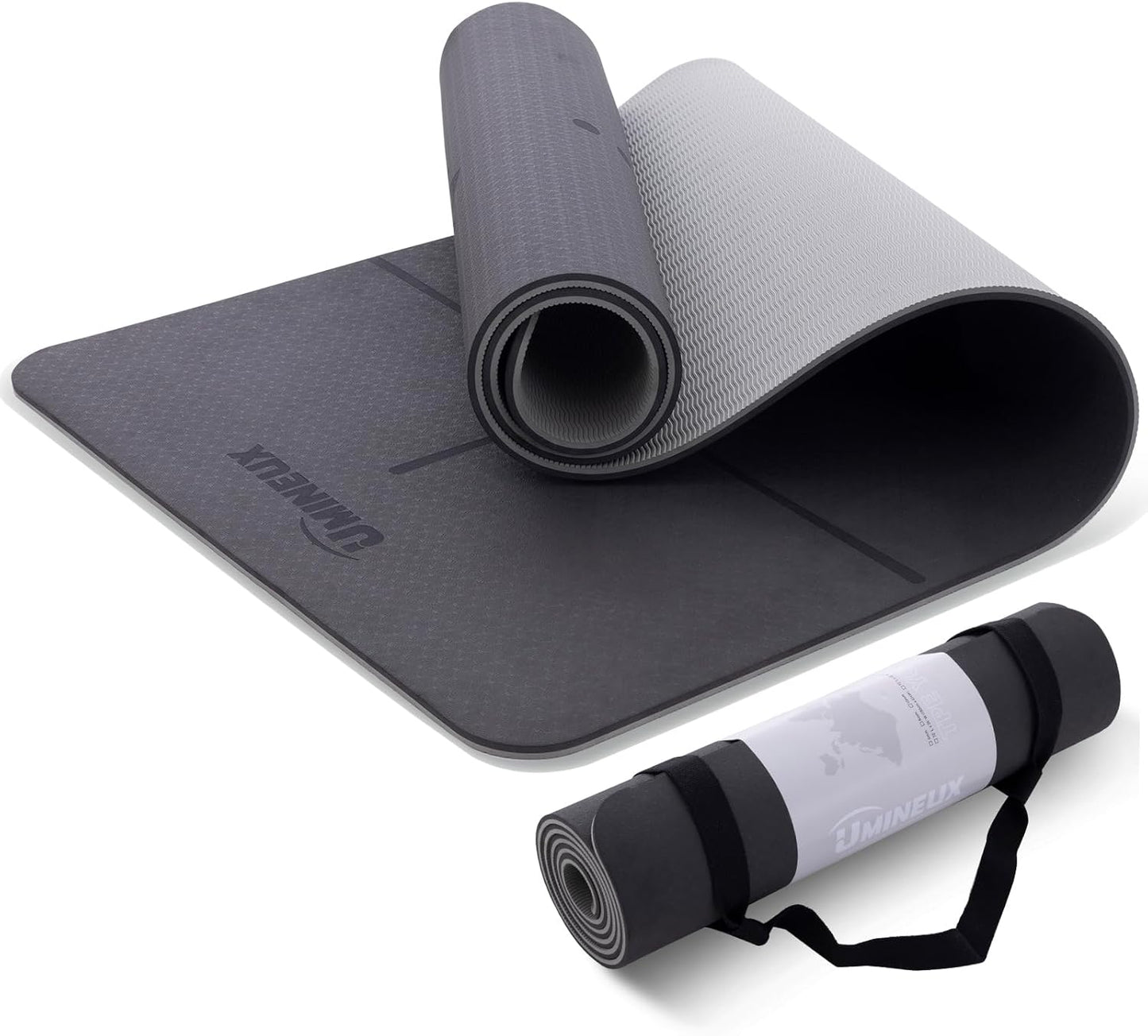 UMINEUX Yoga Mat Extra Thick 1/3'' & 2/5" Non Slip Yoga Mats for Women Eco Friendly TPE Fitness Exercise Mat with Carrying Sling & Storage Bag