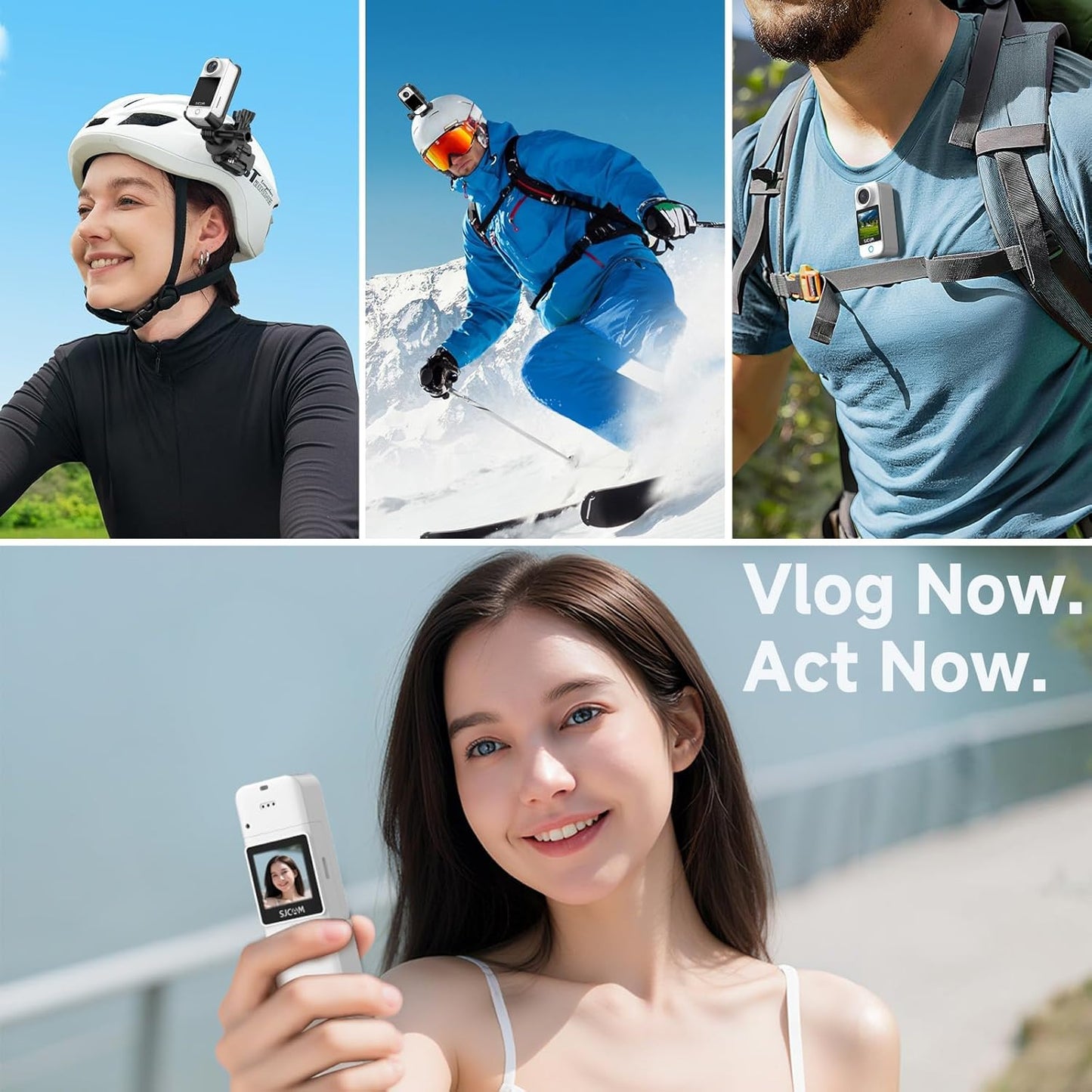 SJCAM C300 4K Vlogging Cam,7H Long Power,Super 6-Axis Stabilization Pocket Vlog Camera,Handheld Dual-Touch Screen Action Camera,30M Waterproof,Portable mini Tiny for Student,Ladies,Kids Action Cam