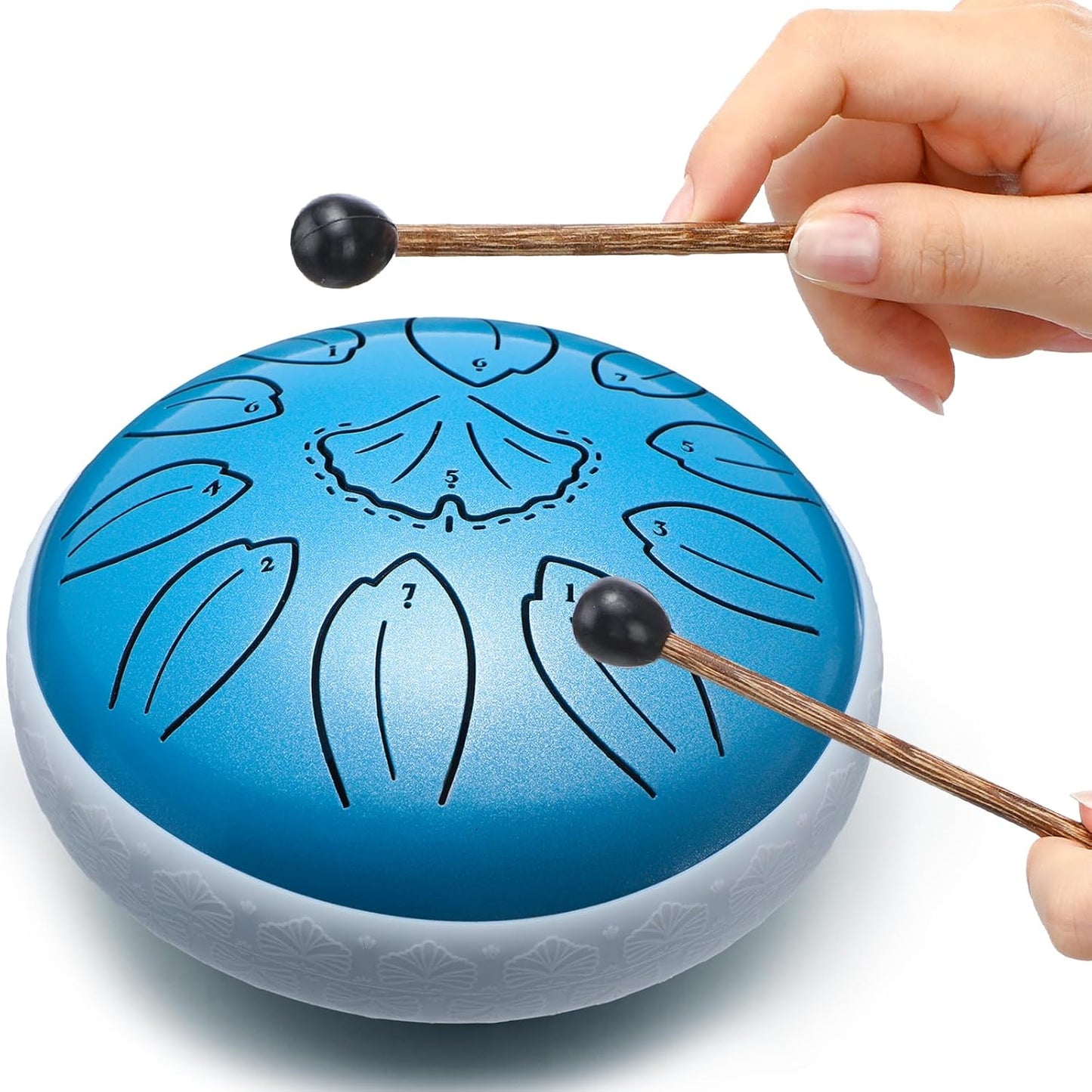 Steel Tongue Drum Percussion, 6 Inch 11 Notes Musical Instruments, Music Gifts for Family Friends (Blue)