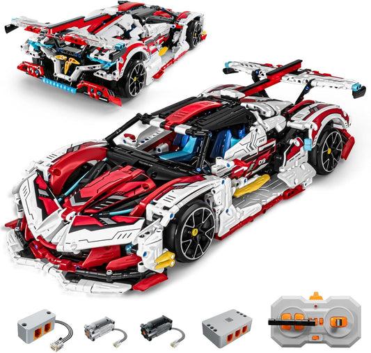 Super Car Building Kits - with Easy Drifting Wheels, Remote Control Function, Electric Gull-Wing Doors - Collectible 1:10 Scale Model Technique Car Building Blocks Set for Adults (2277 PCS)
