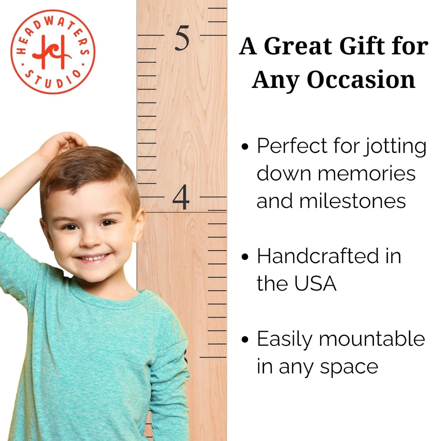 Wooden Growth Chart – Kids Height Chart, Wall Measurement for Kids, Height Chart for Wall, Growth Ruler for Children – Our Growing Family, Natural (63"x6.7")