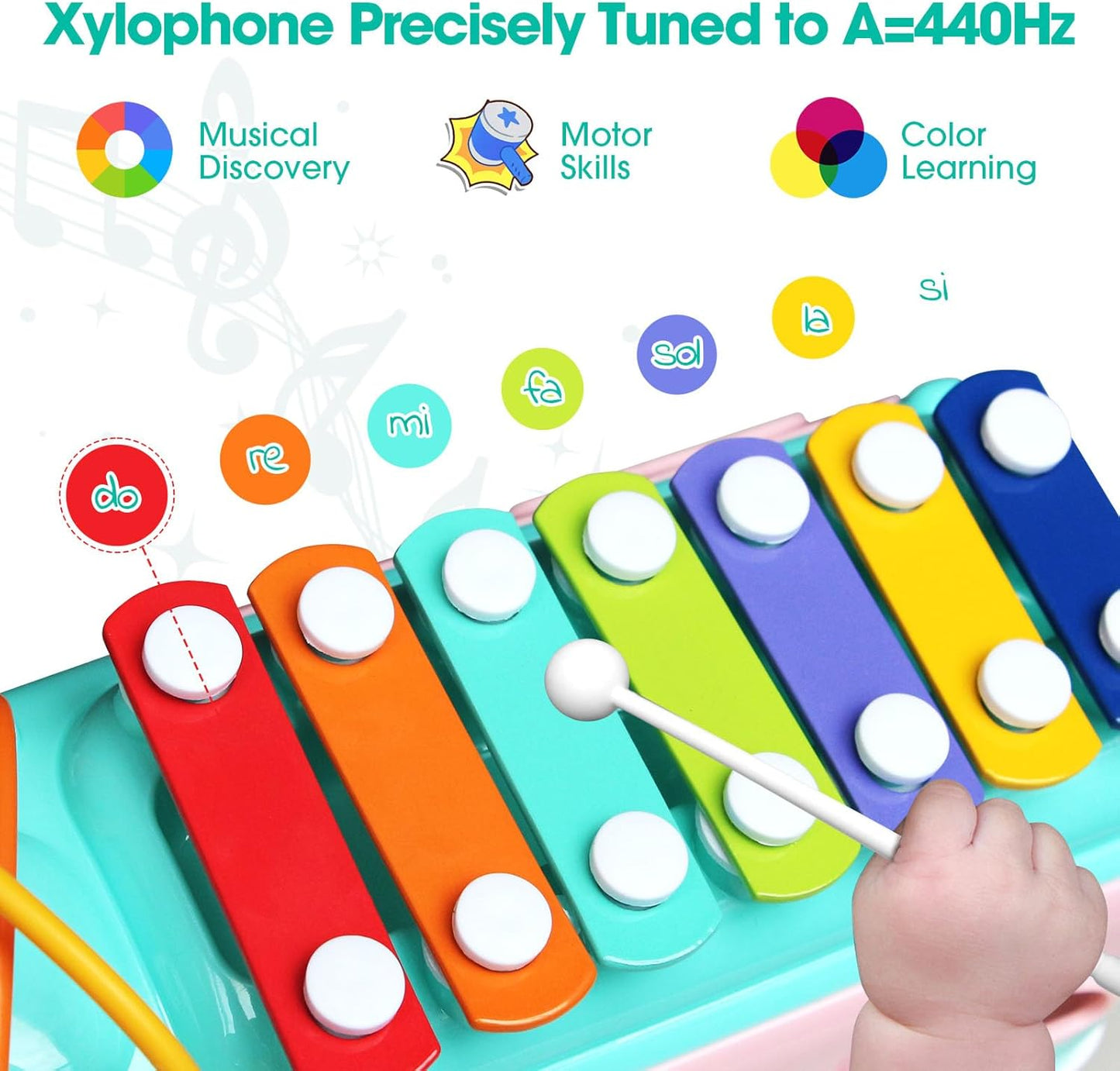 Baby Xylophone for Toddlers 1-3, Bus Shaped Toy Xylophone for Kids with Child Safe Mallet, Shape Sorting Educational Musical Toys and Instruments for Toddlers 1-3