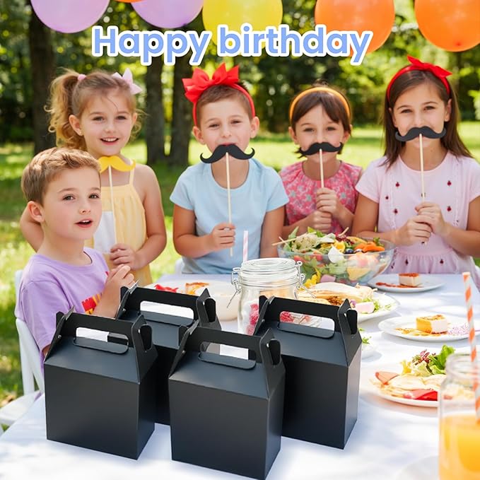 XAGLVV 12 Pack Black Party Favor Boxes (7x3.5x6.6 Inch) - Goodie Gift Boxes for Birthday, Wedding, Baby Shower