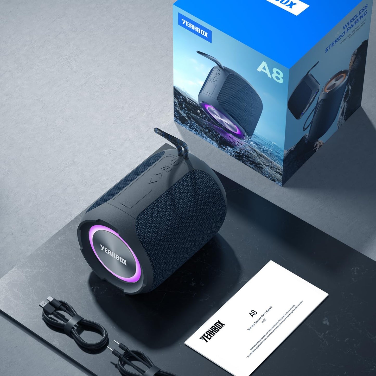 Portable Bluetooth Speaker with Stereo, IPX7 Waterproof, Bluetooth 5.3 with 4-in 1 BT/Aux/TF-Card/U Disk Input, 40W Wireless Speaker for Outdoor/Home/Party/Electronic Gadgets