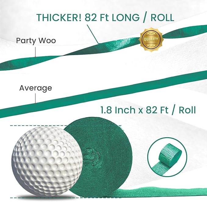 PartyWoo Green Crepe Paper Streamers 4 Rolls 328 ft Pack of Dark Light Pastel Lime Green Crepe Paper for Graduation Christmas Jungle Birthday Anniversary Party Decorations (1.8 Inch x 82 Ft/Roll)