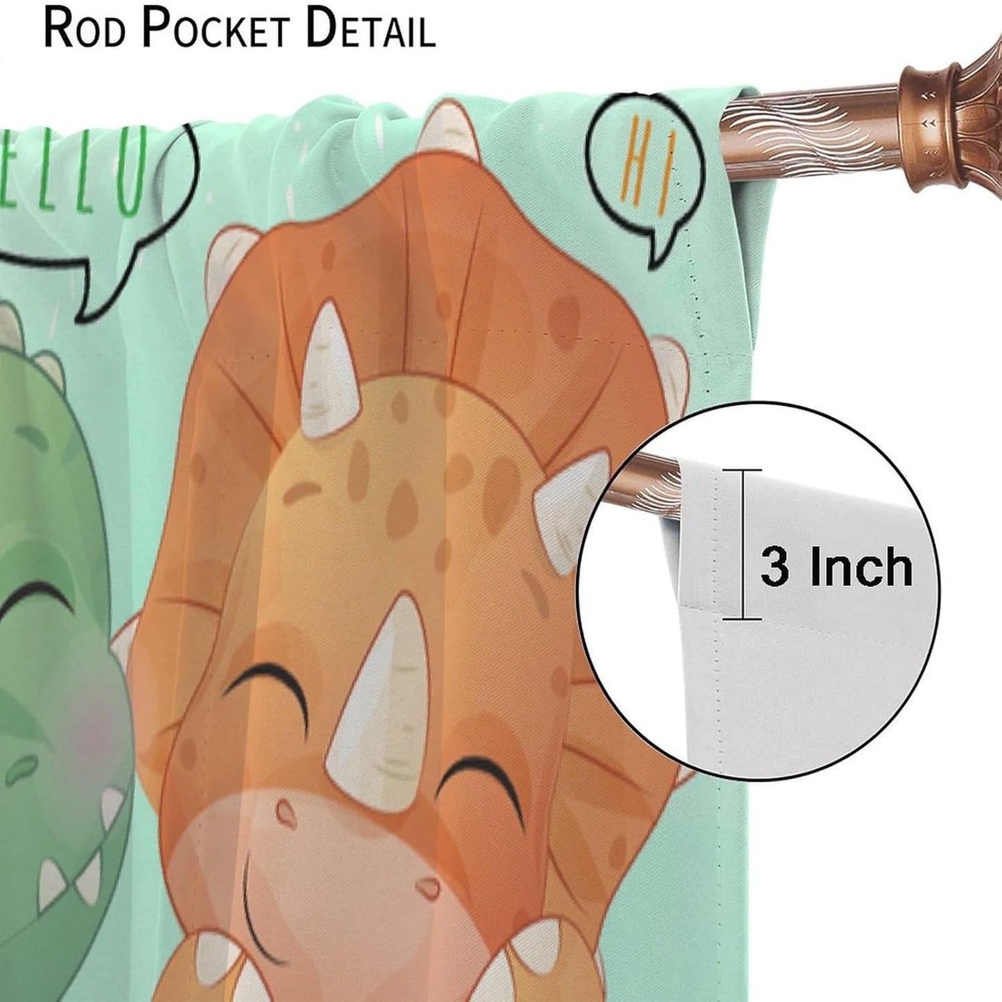 Kids Dinosaur Curtains for Boys Girls Bedroom Decor Cartoon Dino Colorful Cute Funny Animal Printed Blackout Rod Pocket Window Drapes for Baby Nursery Playroom Living Room W36xL63in 2 Panels