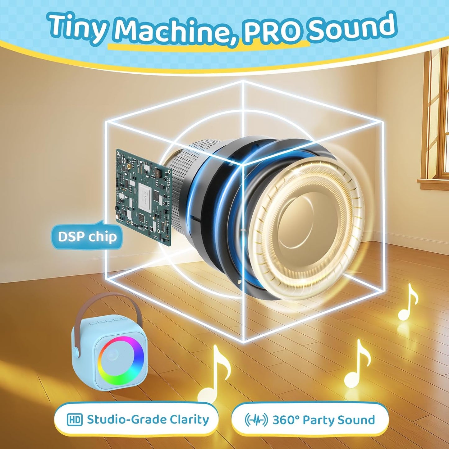 Karaoke Machine for Kids, Toys for 3-12 Years Old Girls Gifts, Kids Karaoke Microphone Machine Toy, Best Fun Christmas Birthday Gifts for 5 6 7 8 9 10 11 Years Teens Girl Boys Blue 2 Mic