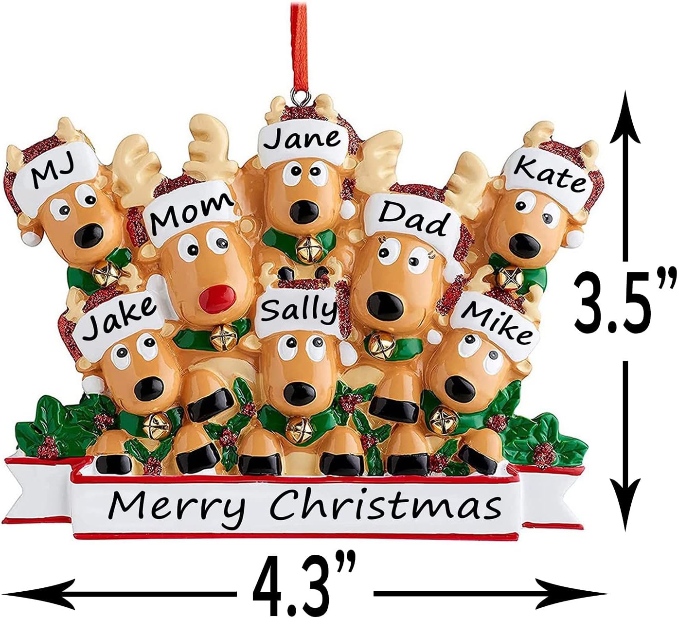 Personalized Christmas Ornaments 2025 Family of 2/3/4/5/6/7/8 Deer Christmas Ornaments Custom Name Customized Gifts for Xmas Tree,Family of 6