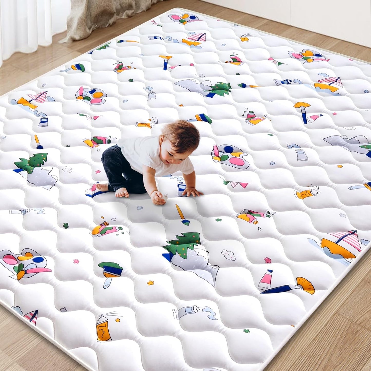 Vibe bear Baby Play Mat 79" X 63", Premium Thicker Foam One-Piece Crawling Mat, Extra Large Anti- Slip Crawling Mat Activity Playmats for Babies,Toddlers, Infants, Play & Tummy Time