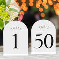 JOYIT Arch Wedding Table Numbers 1-50 with Stands – Double-Sided Printed 5" X 7" Acrylic Signs with White Background and Black Text, Perfect for Wedding Receptions, Parties, Anniversaries, and Events