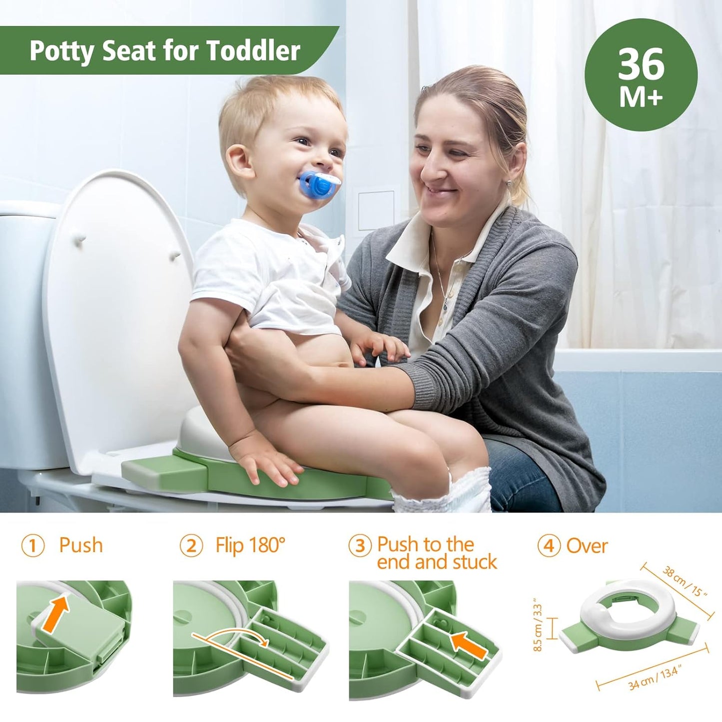 MCGMITT Portable Potty for Kids Travel - Foldable Training Toilet Chair for Toddler Girls with Storage Bags, Potty Training Toilet for Outdoor and Indoor Easy to Clean(Green)