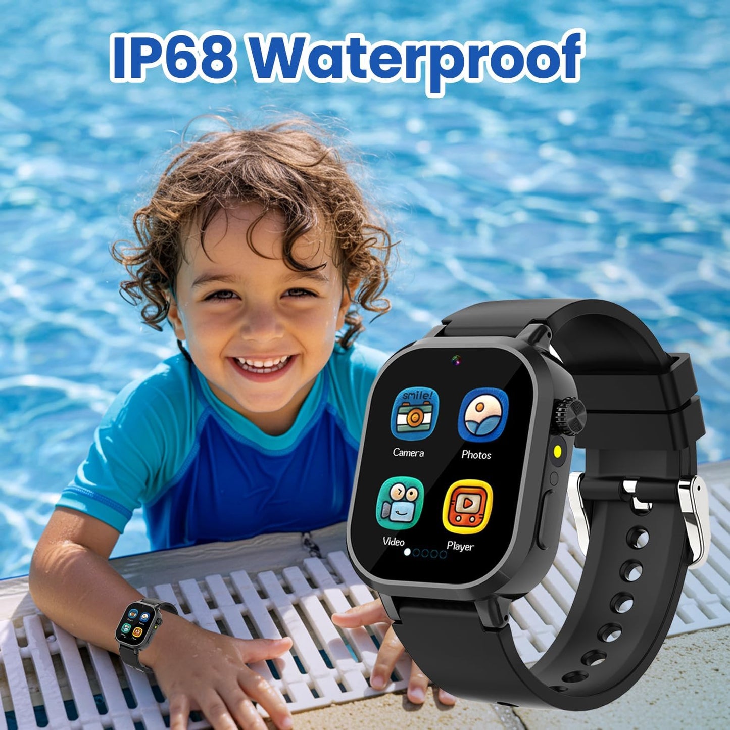 Waterproof Smart Watch for Kids Boys Ages 5-12 with 39 Games, HD Camera, Video, Music, Habit Tracking, Alarm, Pedometer, Kids Smart Watch Chrismars Birthday Gift for Boys Age 5 6 7 8(Black)