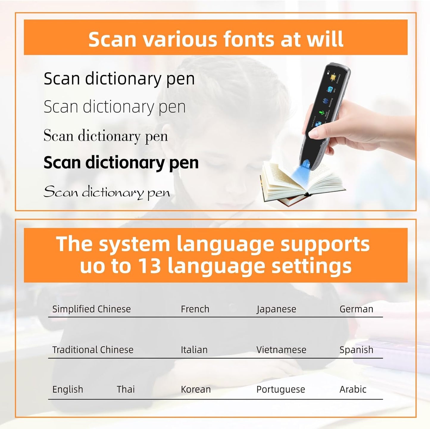 Translation Pen, OCR Digital Reading Pen with 112 Language, Translation Device with 3.69 Inch Touch Screen, Smart Pen for Instant Voice Translator for Study, Travel, Business