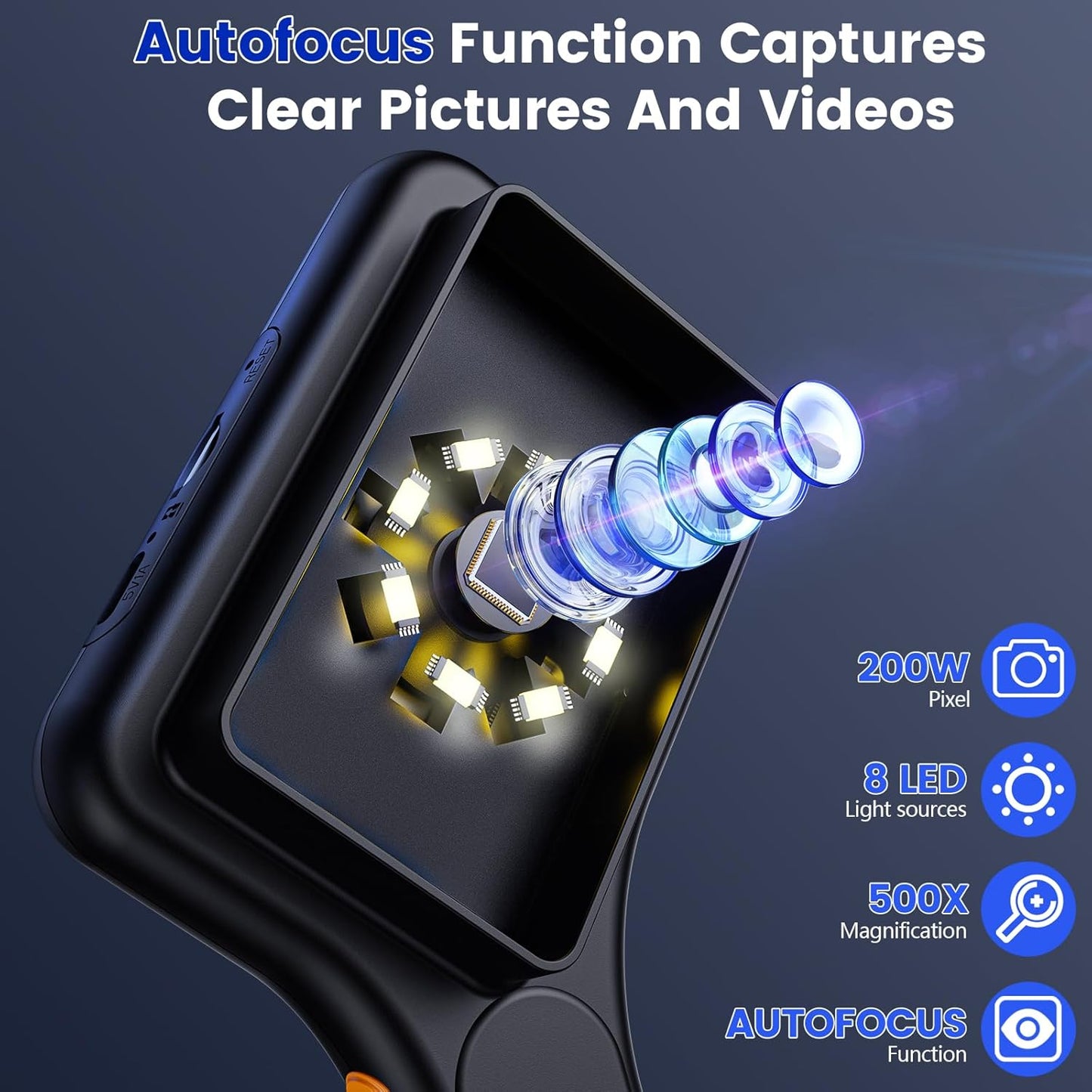 Microscope for Kids Adults - 3 Inch IPS Screen, Ahalfcit Digital Microscope, 500X Handheld Coin Magnifier, 3 Level LED Light, Compatible with Windows, Mac OS (Black)