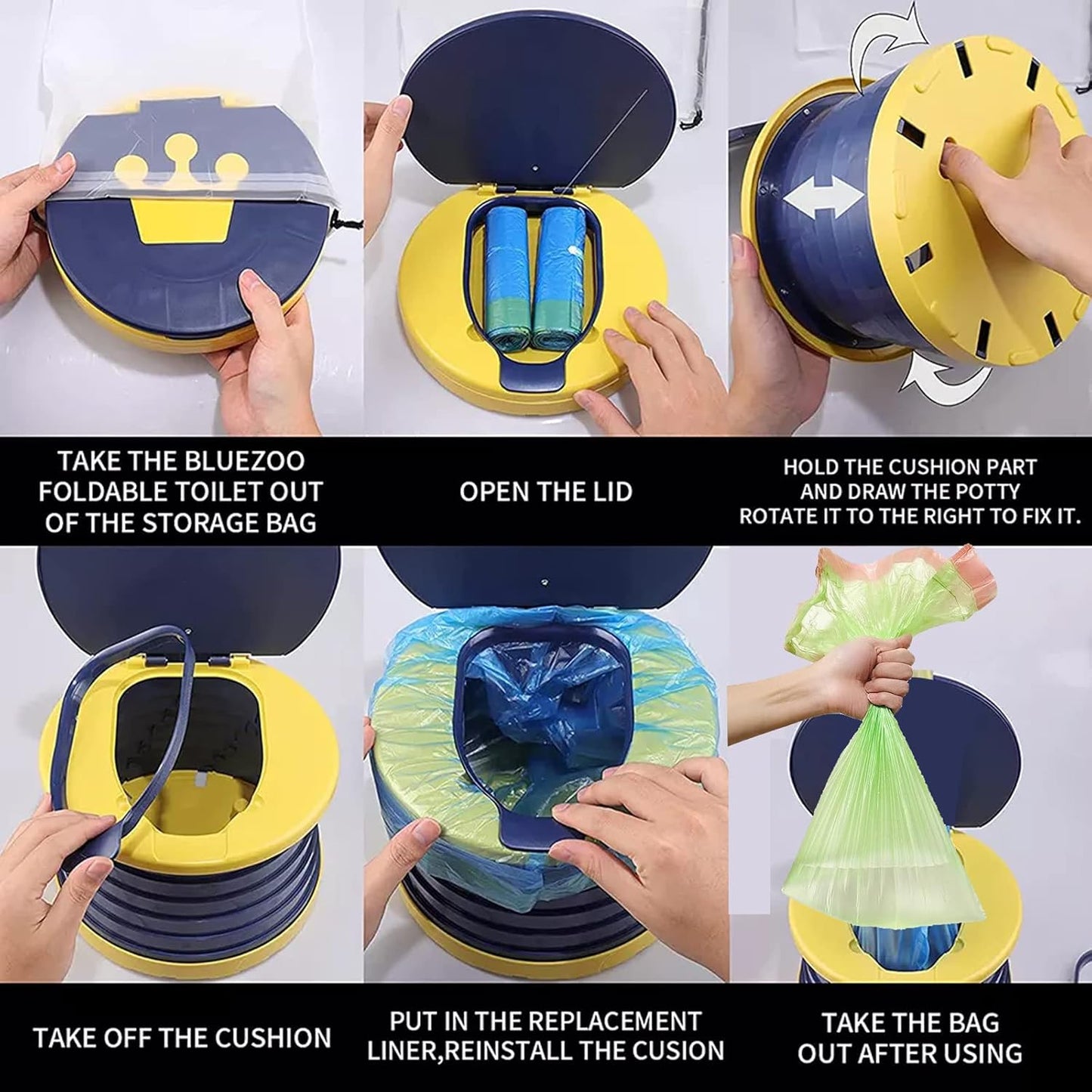 Travel Potty for Toddler, Portable and Foldable Toilet, Apply to Seat Emergency Toilet for Car, Camping, Outdoor, Indoor (blue, small)