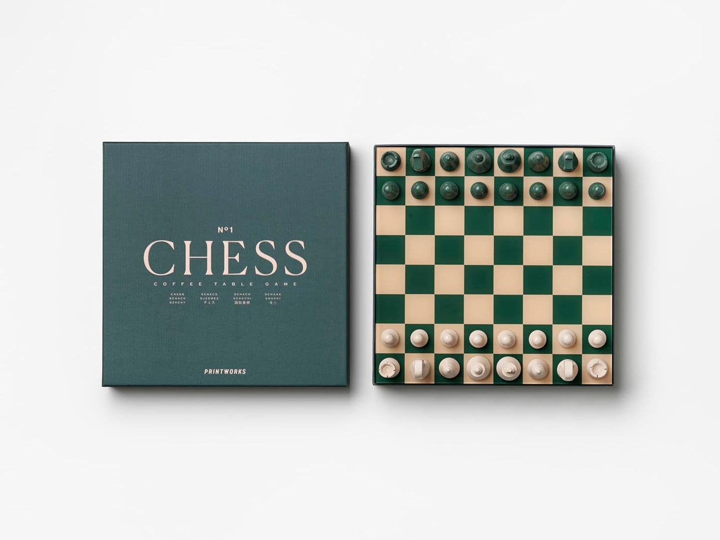 Classic Chess – Green Wooden Chess Set with Acrylic Board – Stylish Coffee Table Game for Adults & Kids Ages 5+ – Multilingual Instructions Included