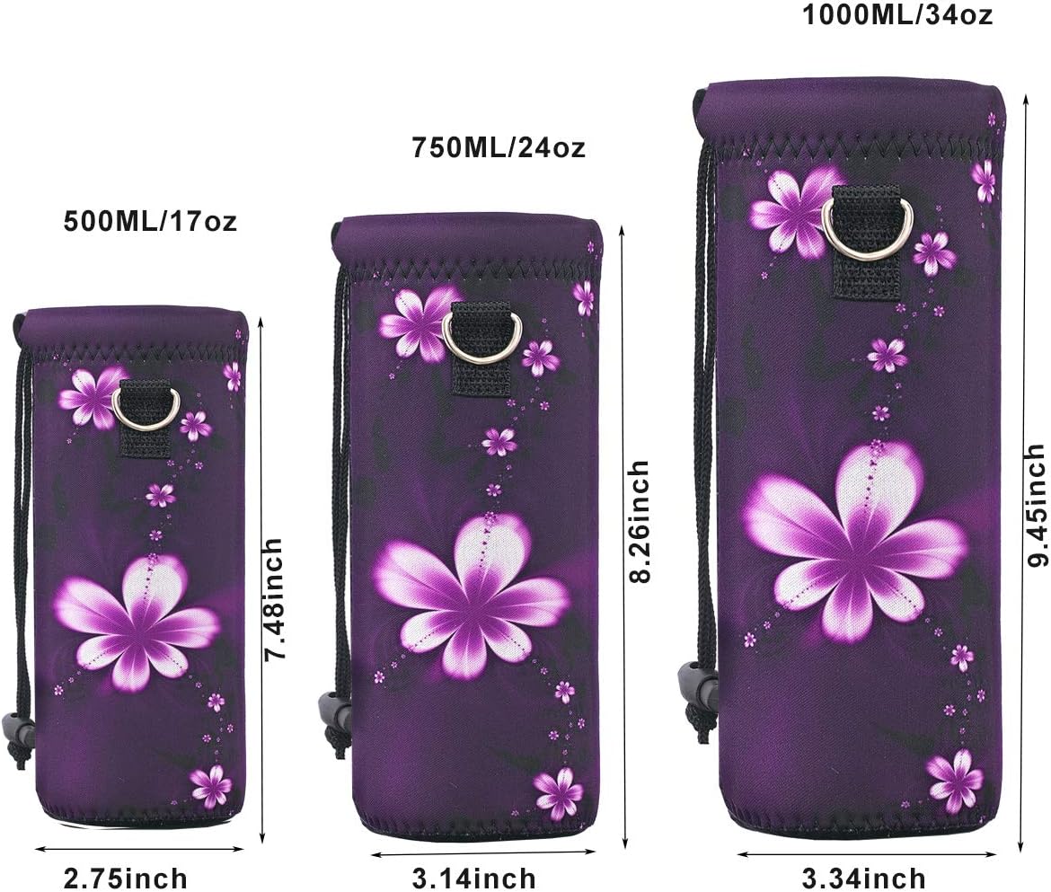 RICHEN Neoprene Water Bottle Carrier Bag with Adjustable Shoulder Strap,Insulated Water Bottle Cover for Stainless Steel/Glass/Plastic Bottles