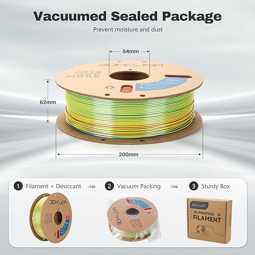 Silk PLA Filament 1.75mm Red Yellow Blue Triple Color PLA 3D Printer Filament 3 in 1 Coextrusion 1KG Spool(2.2lbs) 3D Printing Filament Dimensional Accuracy +/- 0.03mm