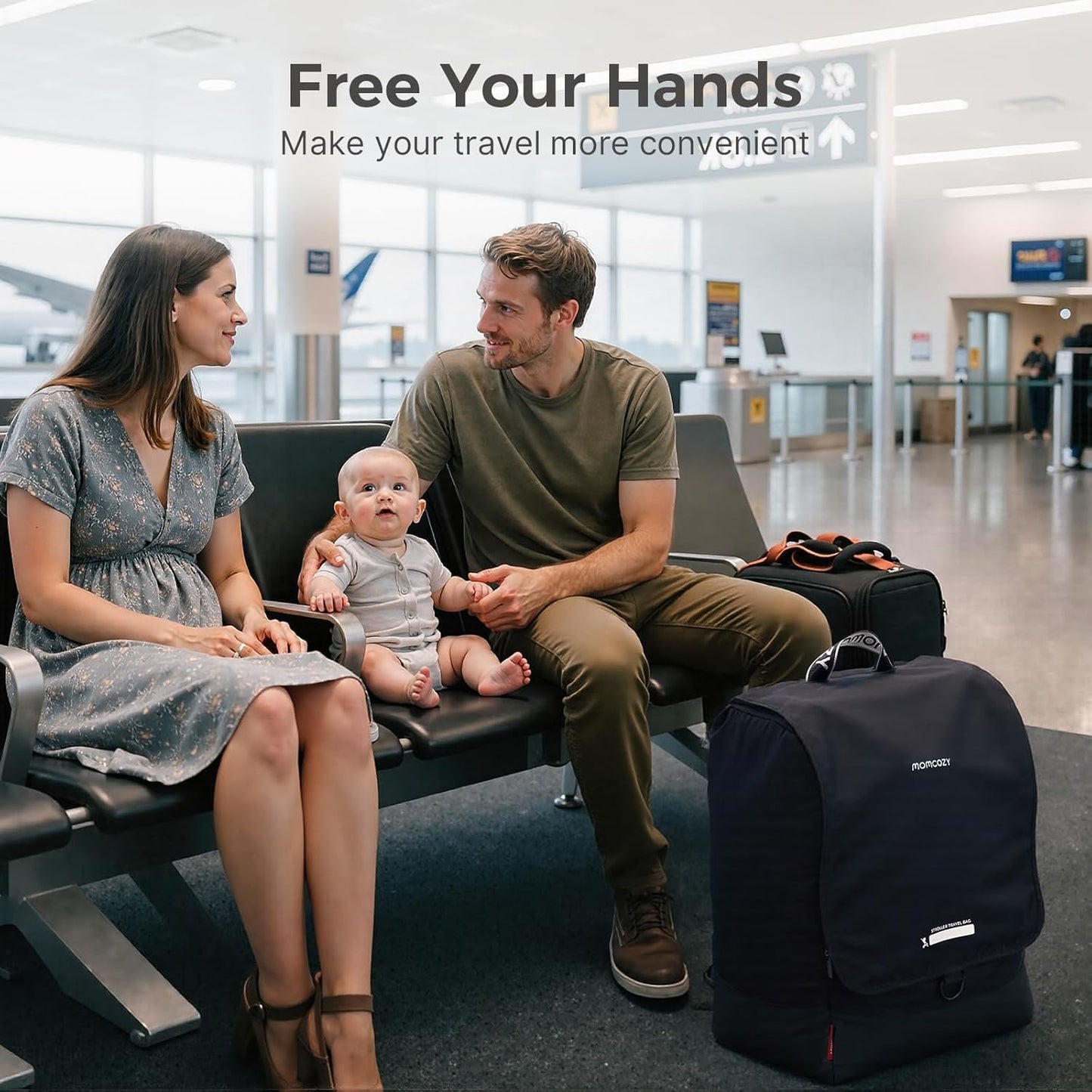 Momcozy Stroller Travel Bag for Airplane | Suit ClickGo Stroller | Compatible with Strollers Folded Dimensions of 22.1 X 17.3 X 9.8 Inch | Fit Most Major Brand | Hand-held ＆ Back-carrying