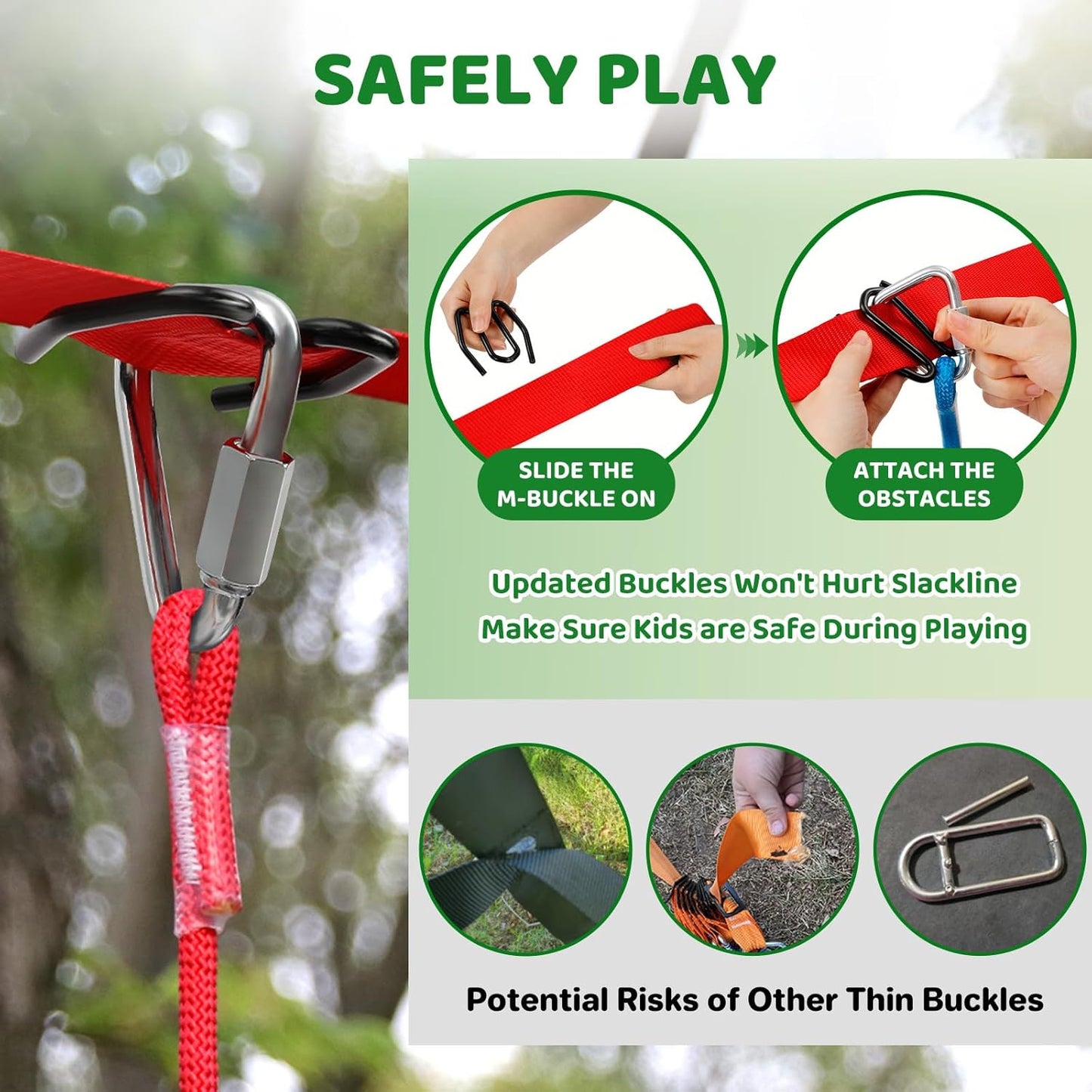 Ninja Warrior Obstacle Course for Kids Backyard - 2×50ft Slackline Kit with 10 Most Complete Accessories for Boys & Girls, Swing, Rope Ladder, Gymnastic Ring, Climbing Net, Arm Trainer and Monkey Fist