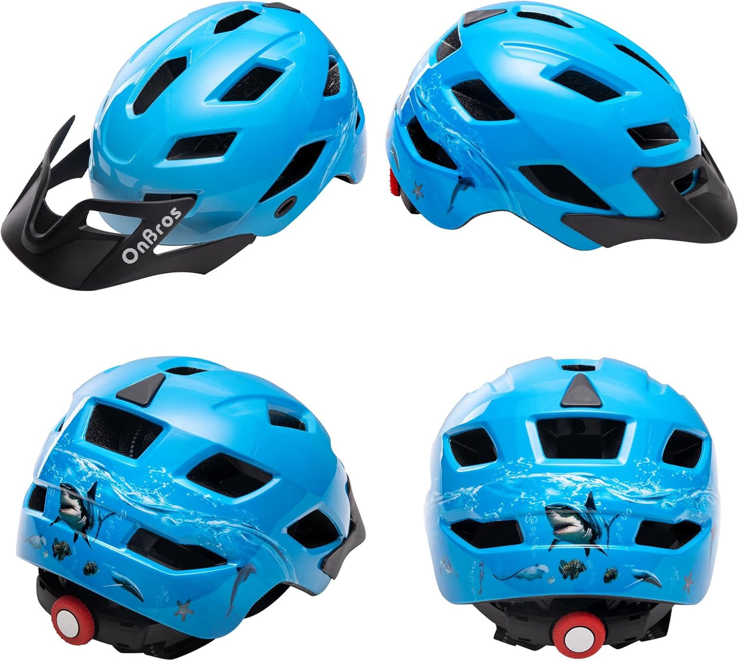OnBros Kids Bike Helmet - Bike Helmets for 5-14 Boys or Girls with Visor, Children Bicycle Helmet for Skateboard Mountain Scooter Road Cycling, Lightweight and Adjustable 50-57CM