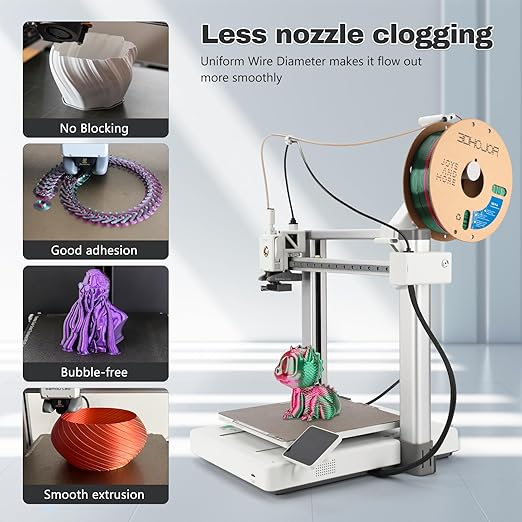 Silk PLA Filament 1.75mm Purple Green Dual Color PLA 3D Printer Filament 2 in 1 Coextrusion 1KG Spool(2.2lbs) 3D Printing Filament Dimensional Accuracy +/- 0.03mm Fits for Most FDM 3D Printers