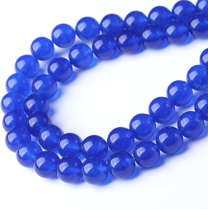 Mysterious Blue Chalcedony Stone Beads Gemstone Round Crystal Energy Jade Beads Stone Beads for Jewelry Making DIY Bracelet Necklace Jewelry Making 1 Strand 15.5inch 60PCS 6MM