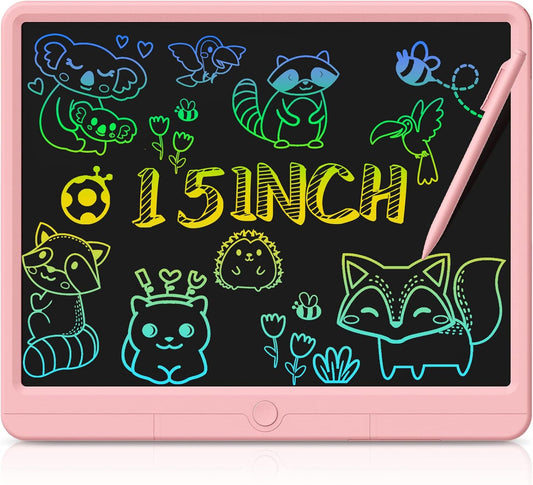 GIGART LCD Writing Tablet 15 Inch Drawing Tablet Magic Doodle Board Drawing Pad, Electronic Writing Board, Educational Toys Gifts for Kids and Adults at Home,School and Office (Pink)