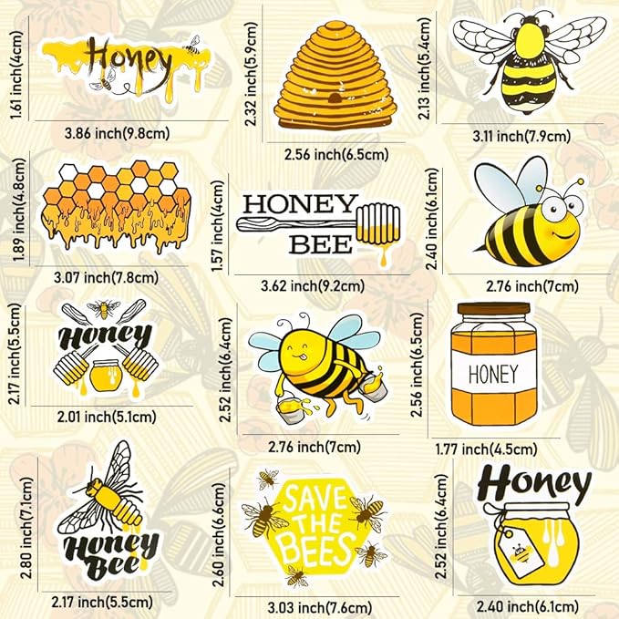 QTL Stickers for Kids Bee Stickers Laptop Stickers for Teens Girls Boys Honey Bee Stickers for Water Bottle Waterproof Stickers Cute Stickers 50Pcs
