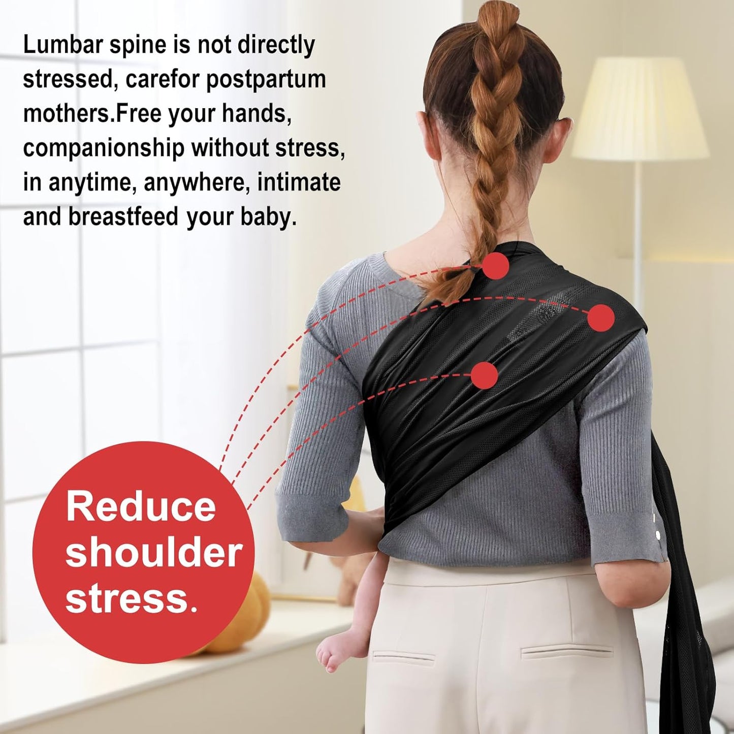 Water Ring Sling Baby Carrier, Adjustable Lightweight Breathable Newborn Carrier Sling for Summer, Swimming, Pool, Beach, Front Chest Mesh Infant Wrap Carrier for Baby Gift（Black）