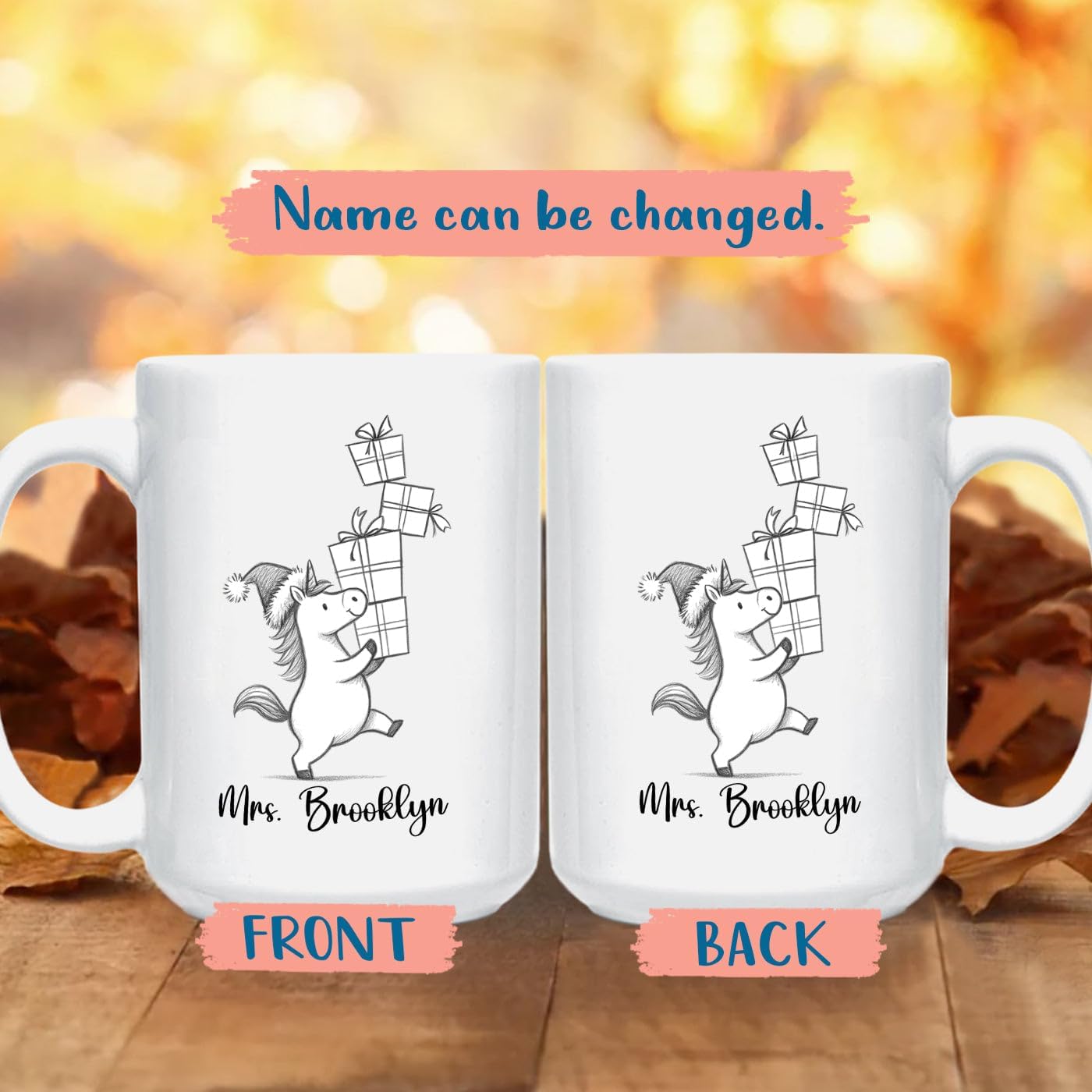 Unicorn White Accent Cup 11 15 Oz, Personalized Name Unicorn Coffee Mug Gift For Baby Girl/Sister/Daughter/Girlfriend, Custom Animal Cup Gifts For Unicorns Lovers Birthday Anniversary Thanksgiving