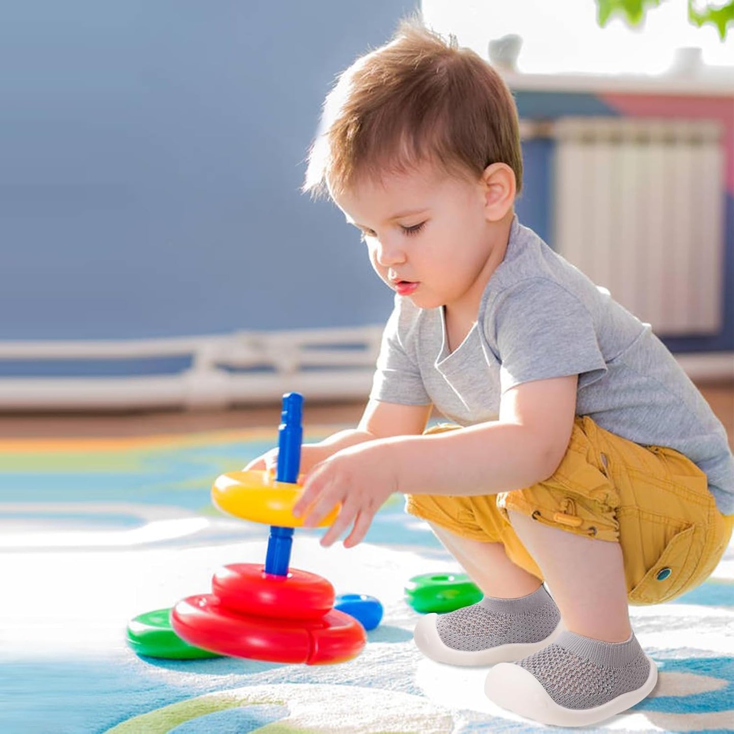 Baby Walking Shoes Toddler Girl Boy Soft Sole Breathable Mesh Slip on Summer Wide Shoes Infant Flexible Lightweight Non-Slip Safer Causal Tennis Shoes Toddler First Walkers Shoes Rubber Soles Outdoor