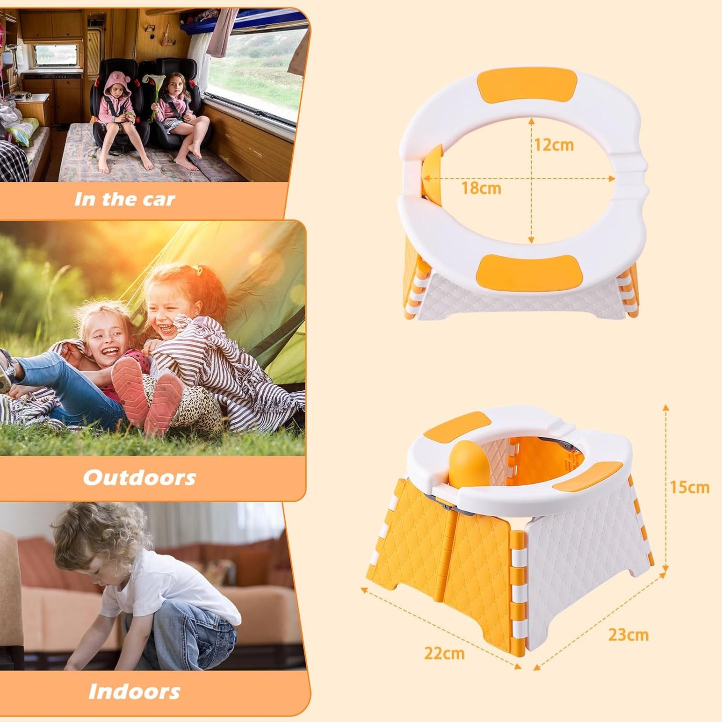 Portable Potty for Toddler Travel, Kids Travel Potty Training Chair with Travel Bag, Baby Potty Training Toilet for Outdoor and Indoor Easy to Clean(Orange) by Yszawmx, Includes 30 Replacement Bags
