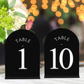 JOYIT Arch Wedding Table Numbers 1-10 with Stands – Double-Sided Printed 5" X 7" Acrylic Signs with Black Background and White Text, Perfect for Wedding Receptions, Parties, Anniversaries, and Events