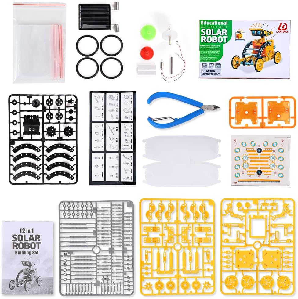 Lucky Doug 12-in-1 STEM Solar Robot Kit Toys Gifts for 8 9 10 11 12 13 Year Old Kids Boys Girls, Robot Building Education Science STEM Project Toys Kit Gifts for Kids Boys, Solar Powered by The Sun