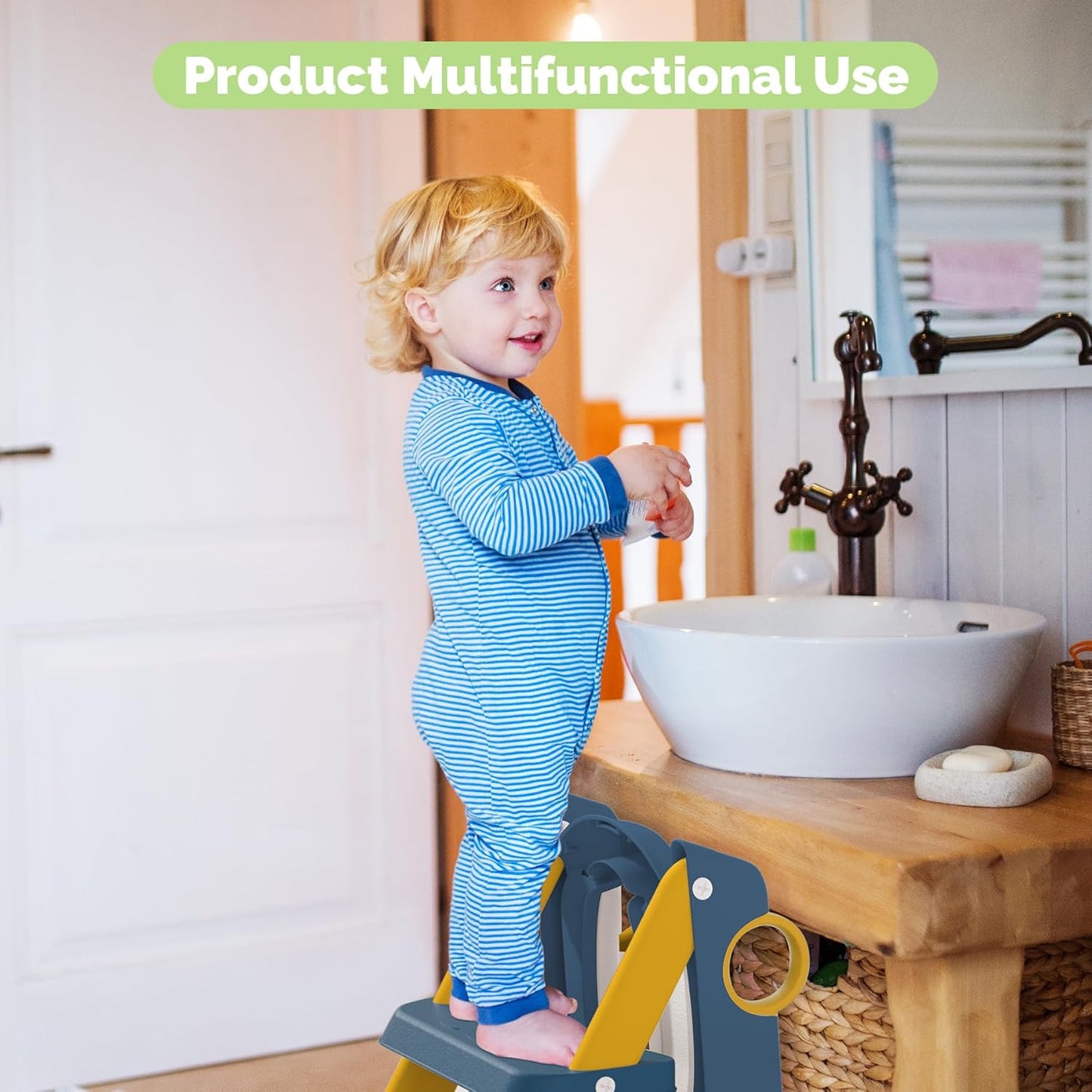 Toilet Seat, Potty Training Seat for Toddler, Upgraded 2-in-1 Potty Toilet Training for Boys and Girls,Waterproof Cushioned Mat with Non-slip Step Stool