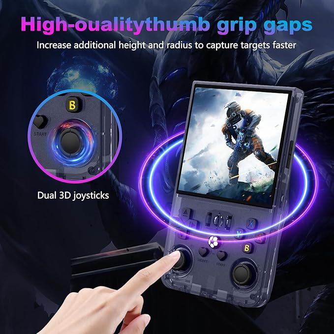 R36MAX Retro Handheld Game Console, 4.0 Inch 720x720 IPS Screen, Built-in 22,000+ Classic Game, Portable Hand Held Open Source Linux System, 4000mAh Battery Retro Gaming Console (Gray 128GB)