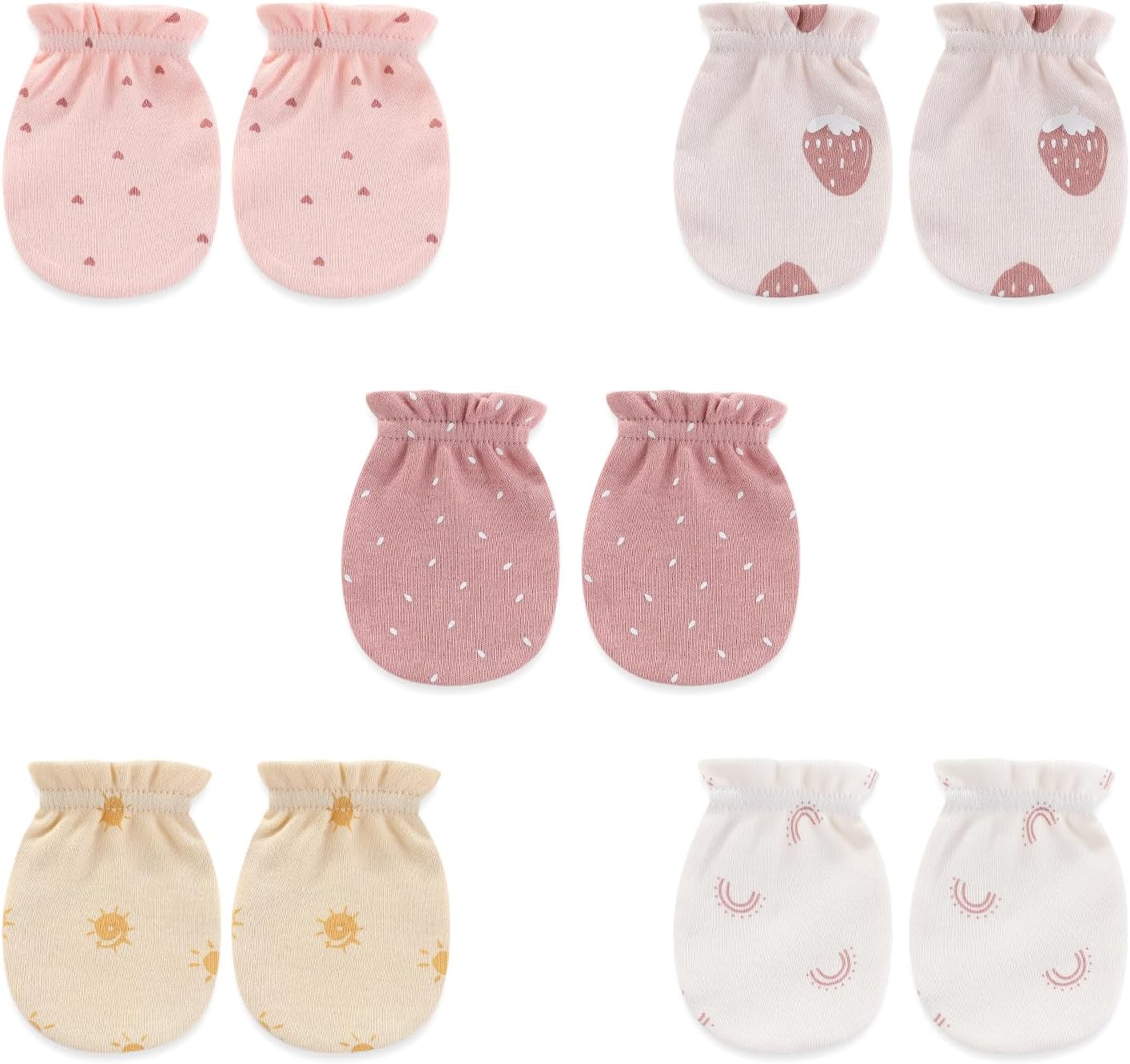 5 Pairs Baby Not Scratch Mittens 0-6 Months New Born Boy Girl Gloves Cute Infant Accessories