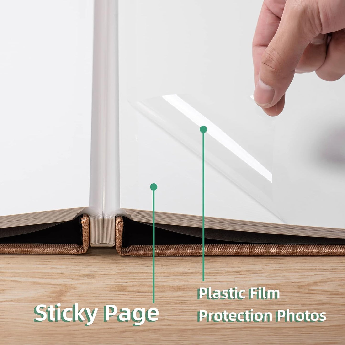 Large Photo Album Self Adhesive Scrapbook Album for 4×6 8×10 Pictures DIY Magnetic Linen Cover Album 60 Pages for Family Wedding Gifts with Metal Pen and Plastic Board