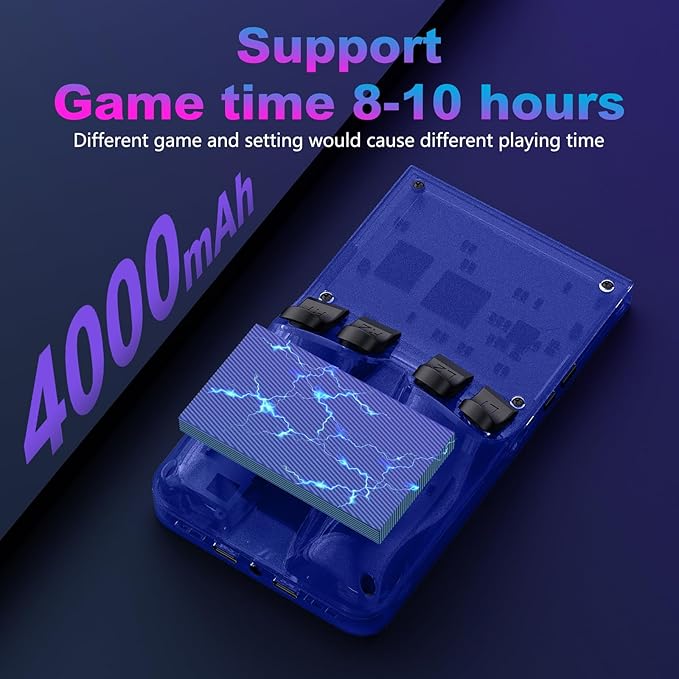 R36MAX Retro Handheld Game Console, 4.0 Inch 720x720 IPS Screen, Built-in 18,000+ Classic Game, Portable Hand Held Open Source Linux System, 4000mAh Battery Retro Gaming Console (Blue 64GB)