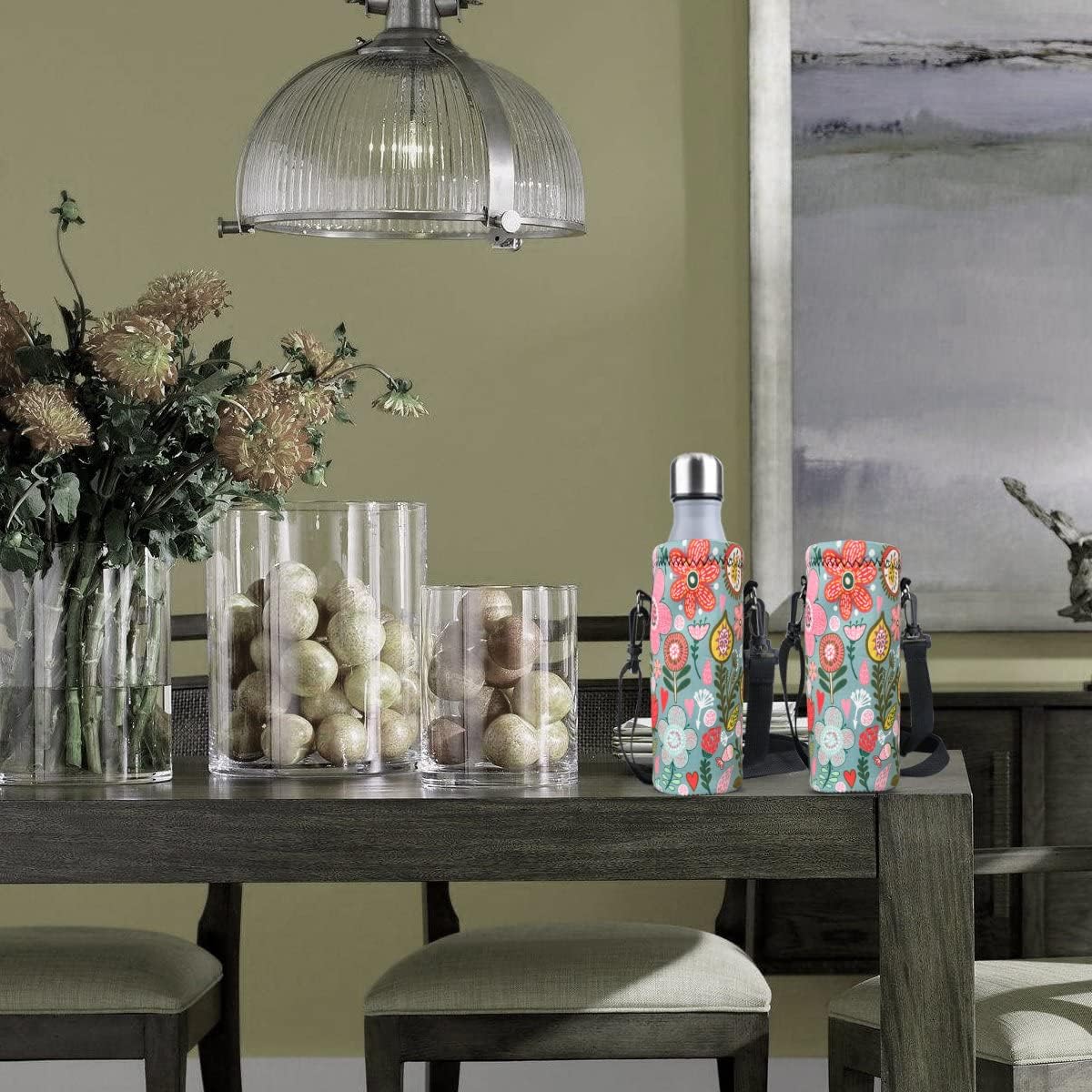 Neoprene Water Bottle Carrier Bag with Adjustable Shoulder Strap for Men Women Walking Hiking,Portable Insulated Holder Case for Stainless Steel/Glass/Plastic Bottles