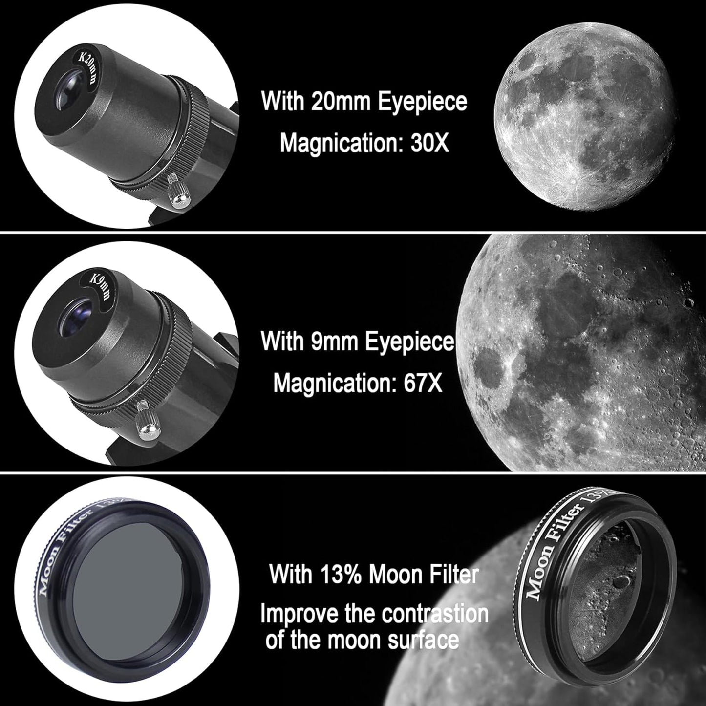 Telescope for Adults High Powered, 80mm Aperture 600mm Telescopes for Adults Astronomy, Travel Telescopio for Beginners with AZ Mount, Backpack, Phone Adapter, Moon Filter