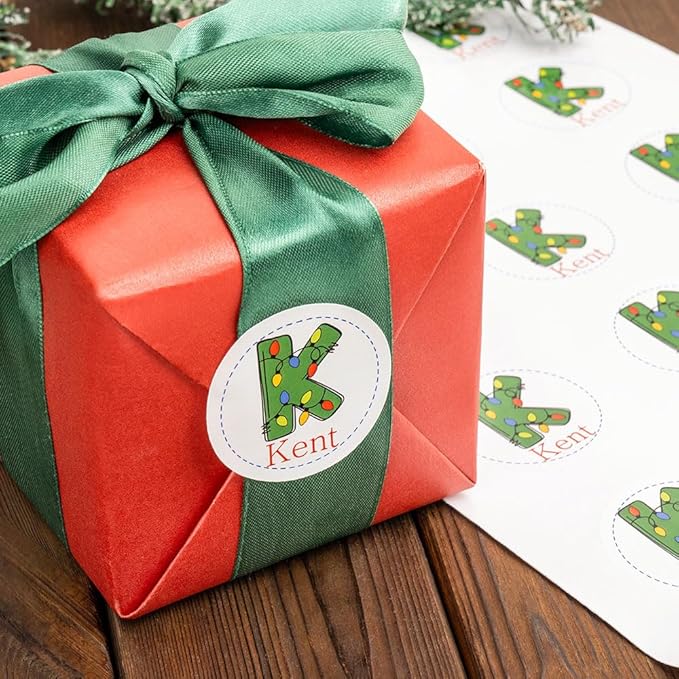 callie Personalized Santa Stickers with Initial Name, Custom Christmas Waterproof Cute Labels for Gift Box, Party Decorations, Envelopes, 30pcs